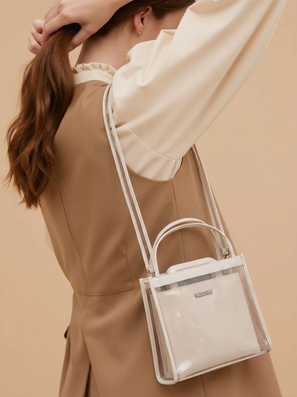 Gucci clear pvc and white leather vintage shoulder bag